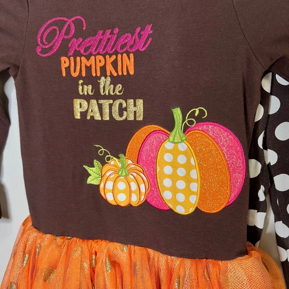 Emily Rose Girls Prettiest‎ Pumpkin Patch Tutu Dress Leggings Set Thanksgiving 5